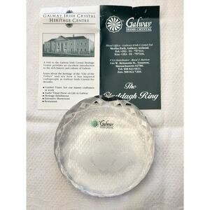 Clear Irish crystal Claddagh Ring laser etched paper weight in box.